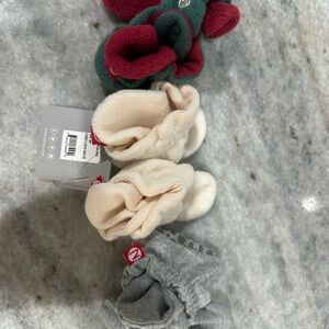 Zutano Baby Booties Set - Cream, Gray, and Red